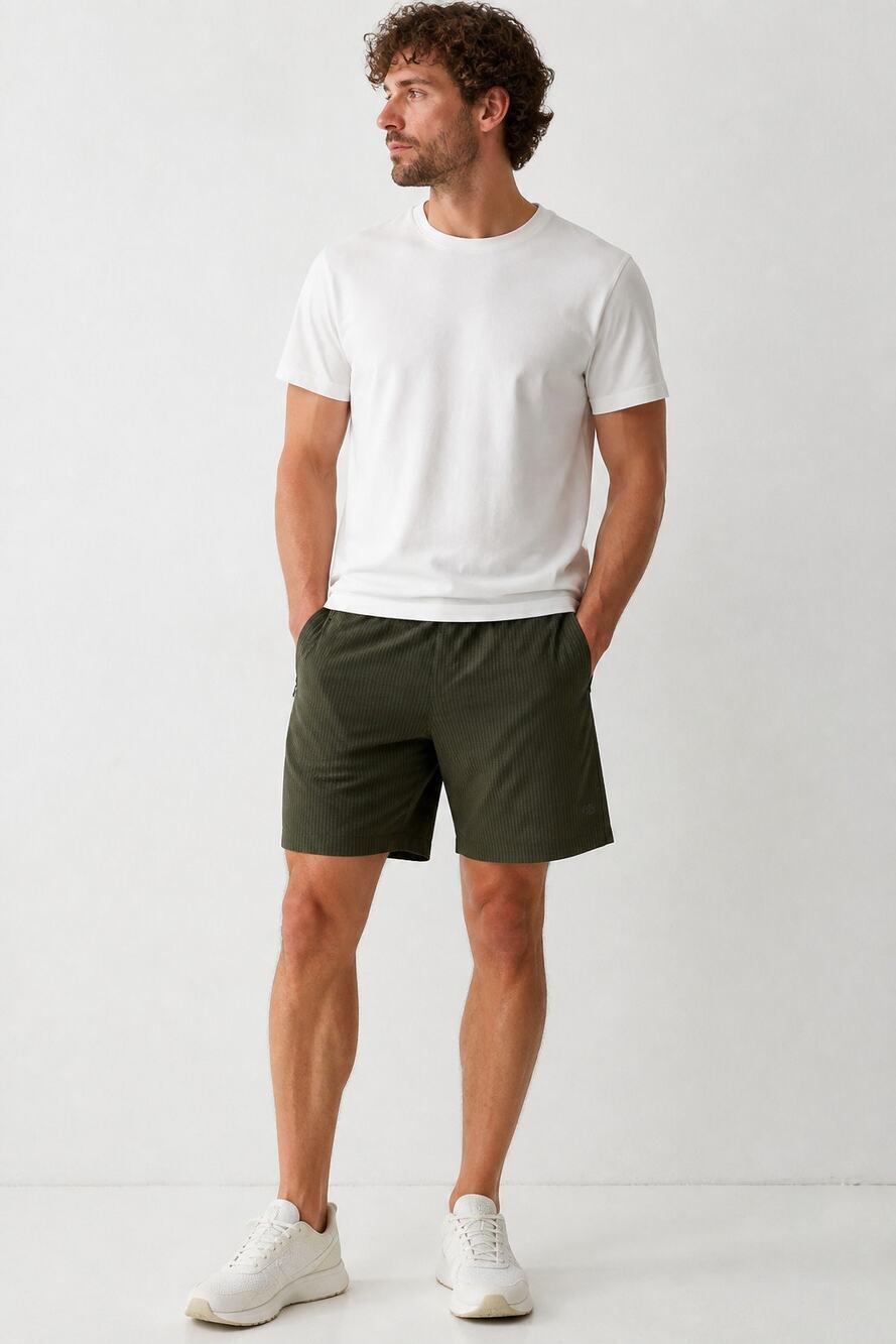 All in Motion Men's Athletic Shorts Olive Green Zip Pockets Size 38